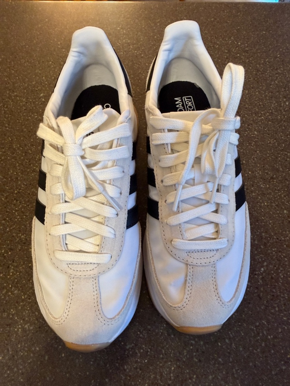 Adidas- 70s Running-White and Black Sneakers Size 8